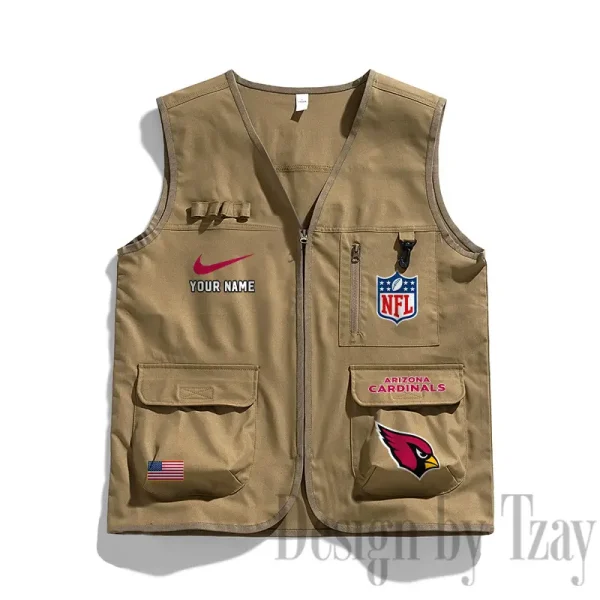 Arizona Cardinals Men's Outdoor Camping Jacket Vest Multi-Pocket Mountain Series SPTMOCJVMP001