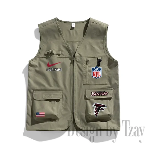 Atlanta Falcons Men's Outdoor Camping Jacket Vest Multi-Pocket Mountain Series SPTMOCJVMP002