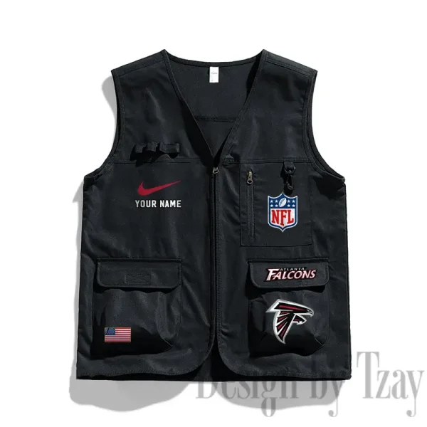 Atlanta Falcons Men's Outdoor Camping Jacket Vest Multi-Pocket Mountain Series SPTMOCJVMP002 - Image 3