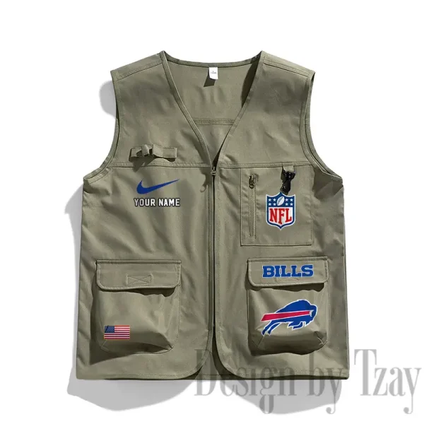 Buffalo Bills Men's Outdoor Camping Jacket Vest Multi-Pocket Mountain Series SPTMOCJVMP004 - Image 3