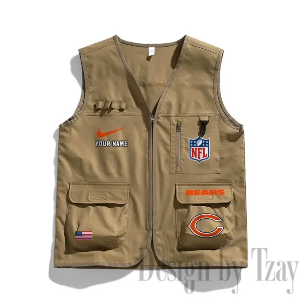 Chicago Bears Men's Outdoor Camping Jacket Vest Multi-Pocket Mountain Series SPTMOCJVMP006 - Image 2