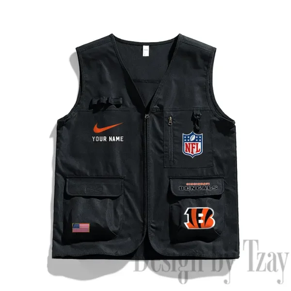 Cincinnati Bengals Men's Outdoor Camping Jacket Vest Multi-Pocket Mountain Series SPTMOCJVMP007 - Image 2