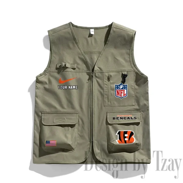 Cincinnati Bengals Men's Outdoor Camping Jacket Vest Multi-Pocket Mountain Series SPTMOCJVMP007 - Image 3