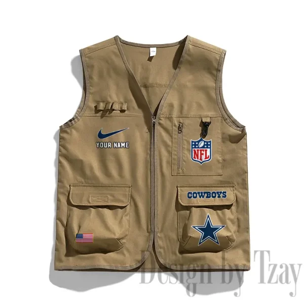 Dallas Cowboys Men's Outdoor Camping Jacket Vest Multi-Pocket Mountain Series SPTMOCJVMP009 - Image 2