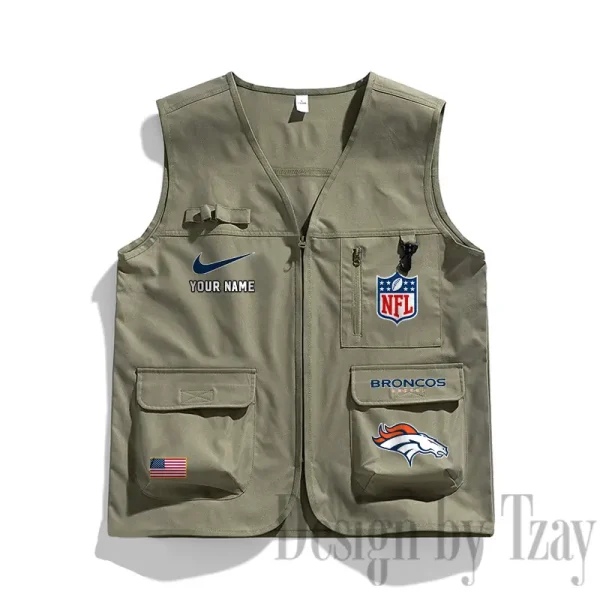 Denver Broncos Men's Outdoor Camping Jacket Vest Multi-Pocket Mountain Series SPTMOCJVMP010 - Image 2