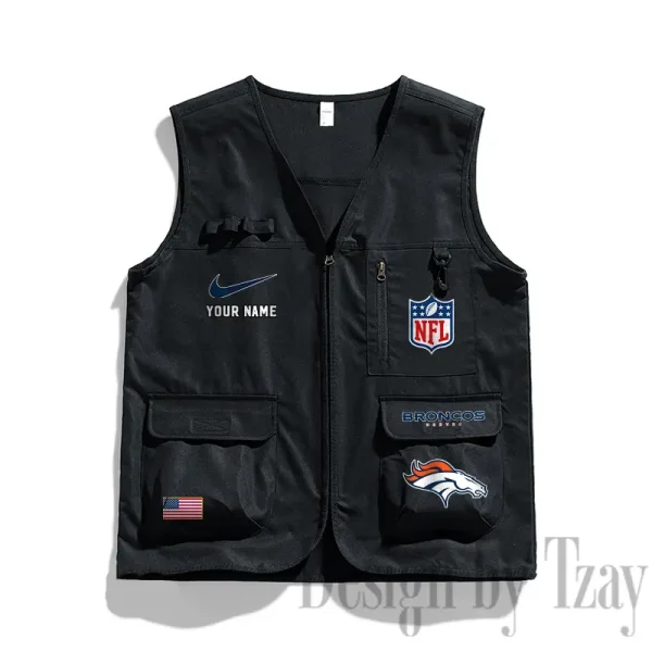 Denver Broncos Men's Outdoor Camping Jacket Vest Multi-Pocket Mountain Series SPTMOCJVMP010 - Image 3
