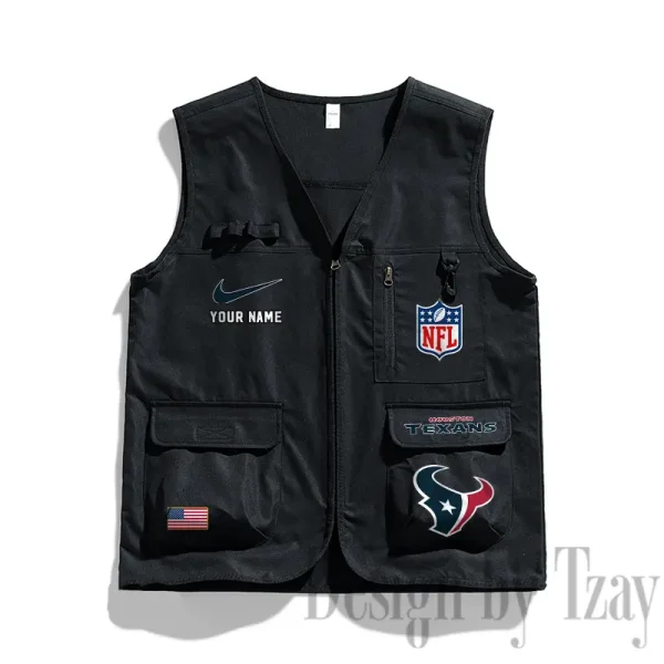 Houston Texans Men's Outdoor Camping Jacket Vest Multi-Pocket Mountain Series SPTMOCJVMP013
