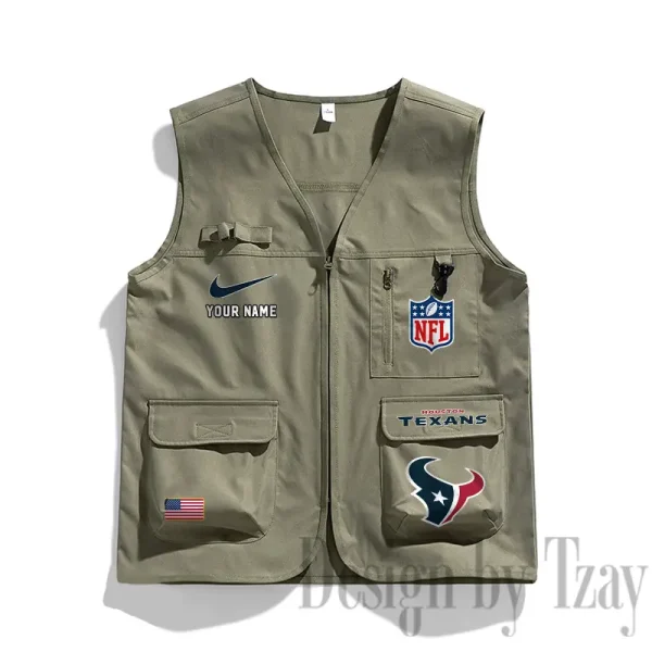 Houston Texans Men's Outdoor Camping Jacket Vest Multi-Pocket Mountain Series SPTMOCJVMP013 - Image 2