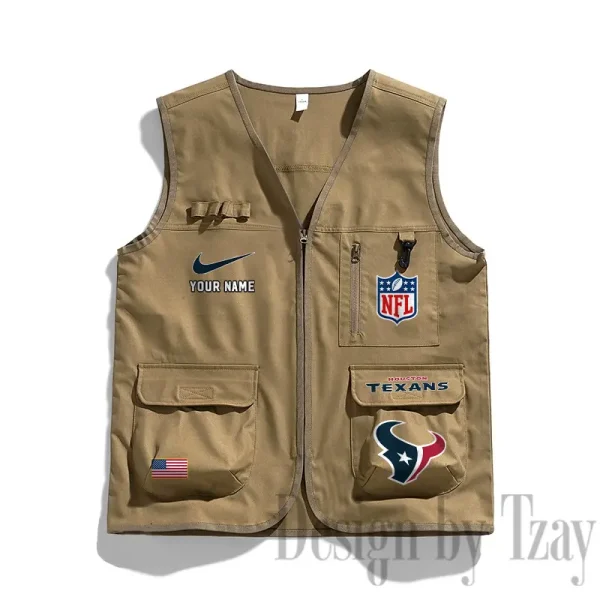 Houston Texans Men's Outdoor Camping Jacket Vest Multi-Pocket Mountain Series SPTMOCJVMP013 - Image 3