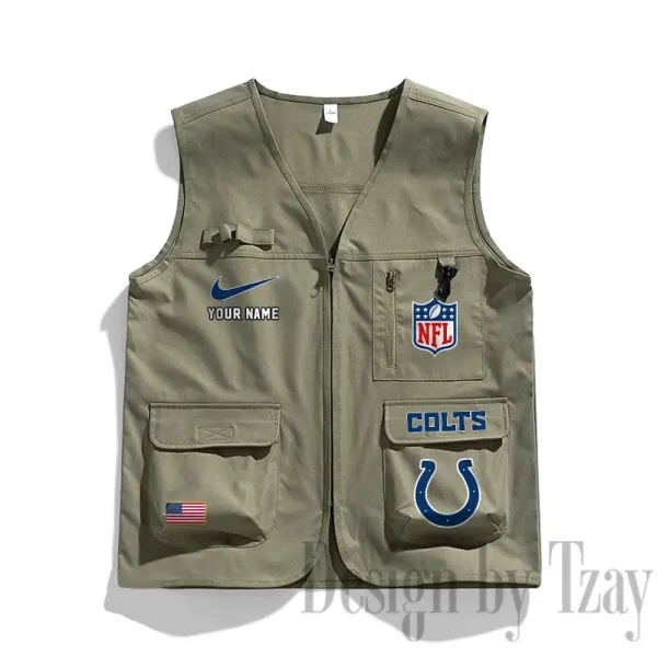 Indianapolis Colts Men's Outdoor Camping Jacket Vest Multi-Pocket Mountain Series SPTMOCJVMP014 - Image 2