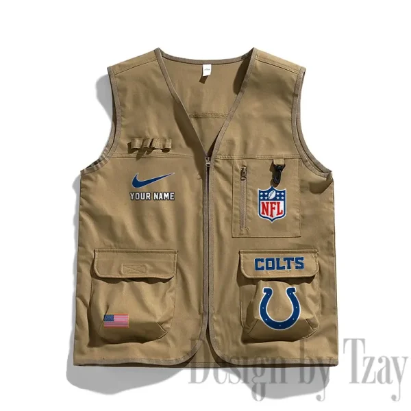 Indianapolis Colts Men's Outdoor Camping Jacket Vest Multi-Pocket Mountain Series SPTMOCJVMP014 - Image 3