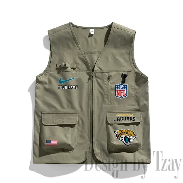 Jacksonville Jaguars Men's Outdoor Camping Jacket Vest Multi-Pocket Mountain Series SPTMOCJVMP015 - Image 2