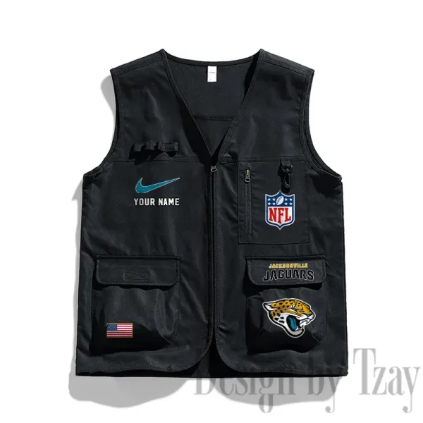Jacksonville Jaguars Men's Outdoor Camping Jacket Vest Multi-Pocket Mountain Series SPTMOCJVMP015 - Image 3