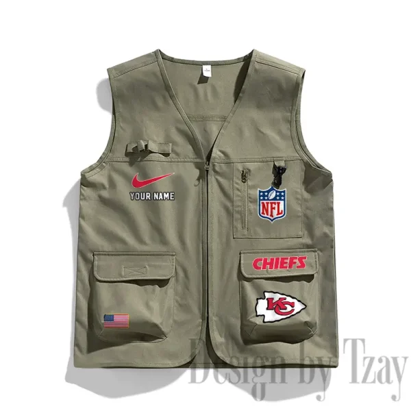 Kansas City Chiefs Men's Outdoor Camping Jacket Vest Multi-Pocket Mountain Series SPTMOCJVMP016 - Image 3