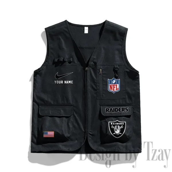 Las Vegas Raiders Men's Outdoor Camping Jacket Vest Multi-Pocket Mountain Series SPTMOCJVMP017 - Image 3