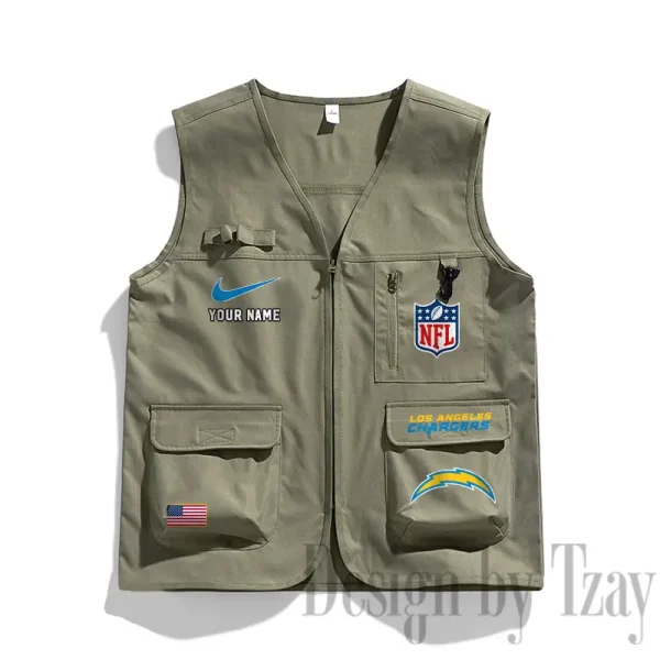 Los Angeles Chargers Men's Outdoor Camping Jacket Vest Multi-Pocket Mountain Series SPTMOCJVMP018