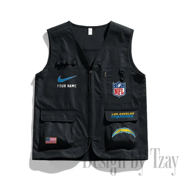 Los Angeles Chargers Men's Outdoor Camping Jacket Vest Multi-Pocket Mountain Series SPTMOCJVMP018 - Image 2