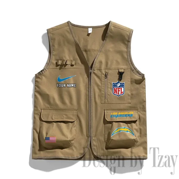 Los Angeles Chargers Men's Outdoor Camping Jacket Vest Multi-Pocket Mountain Series SPTMOCJVMP018 - Image 3