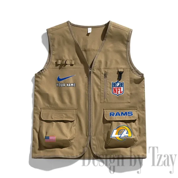Los Angeles Rams Men's Outdoor Camping Jacket Vest Multi-Pocket Mountain Series SPTMOCJVMP019