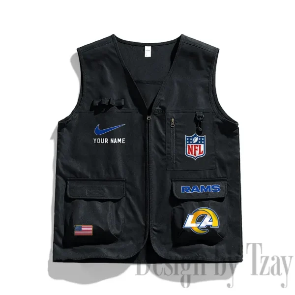 Los Angeles Rams Men's Outdoor Camping Jacket Vest Multi-Pocket Mountain Series SPTMOCJVMP019 - Image 2