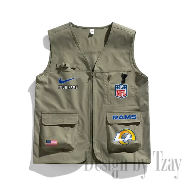 Los Angeles Rams Men's Outdoor Camping Jacket Vest Multi-Pocket Mountain Series SPTMOCJVMP019 - Image 3