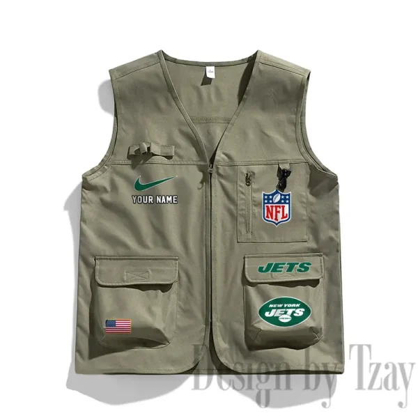 New York Jets Men's Outdoor Camping Jacket Vest Multi-Pocket Mountain Series SPTMOCJVMP025 - Image 3