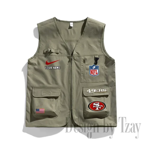 San Francisco 49ers Men's Outdoor Camping Jacket Vest Multi-Pocket Mountain Series SPTMOCJVMP028