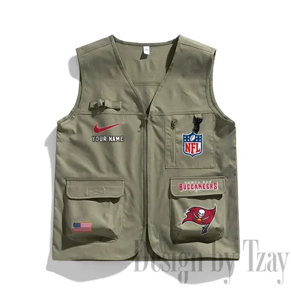 Tampa Bay Buccaneers Men's Outdoor Camping Jacket Vest Multi-Pocket Mountain Series SPTMOCJVMP030 - Image 2