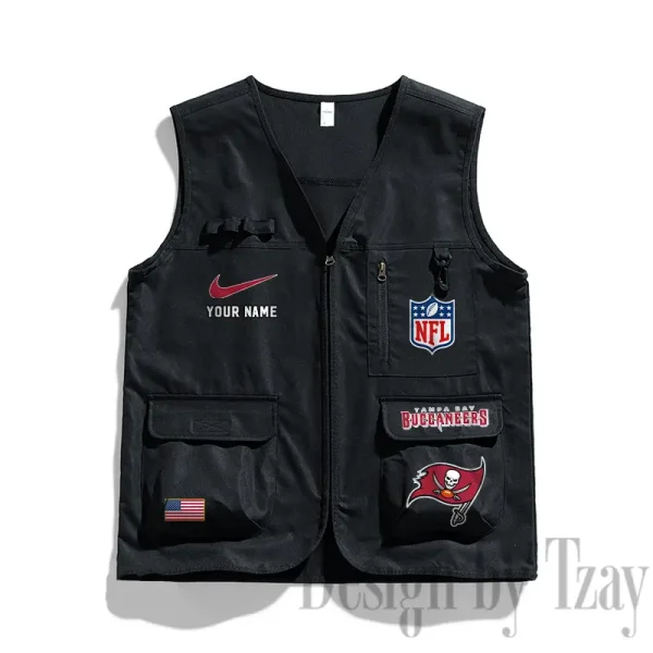 Tampa Bay Buccaneers Men's Outdoor Camping Jacket Vest Multi-Pocket Mountain Series SPTMOCJVMP030 - Image 3