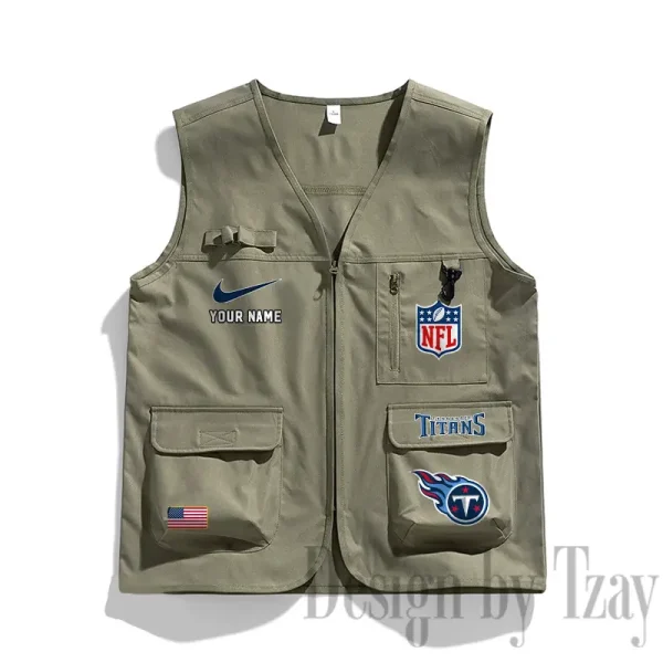 Tennessee Titans Men's Outdoor Camping Jacket Vest Multi-Pocket Mountain Series SPTMOCJVMP031 - Image 2