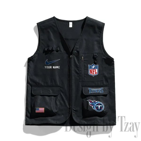 Tennessee Titans Men's Outdoor Camping Jacket Vest Multi-Pocket Mountain Series SPTMOCJVMP031 - Image 3