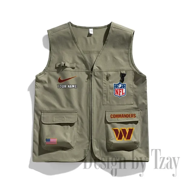 Washington Commanders Men's Outdoor Camping Jacket Vest Multi-Pocket Mountain Series SPTMOCJVMP032