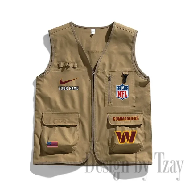 Washington Commanders Men's Outdoor Camping Jacket Vest Multi-Pocket Mountain Series SPTMOCJVMP032 - Image 2