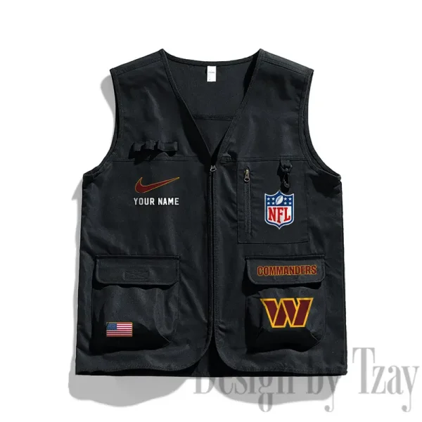 Washington Commanders Men's Outdoor Camping Jacket Vest Multi-Pocket Mountain Series SPTMOCJVMP032 - Image 3