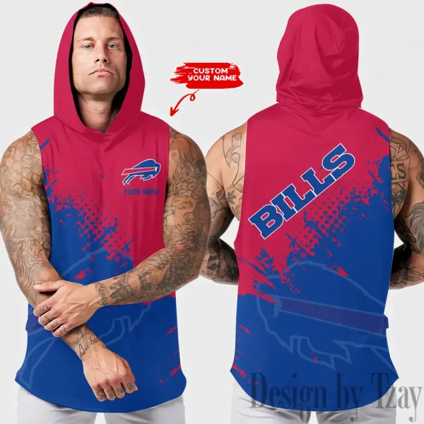 Buffalo Bills Men's Workout Hooded Tank Top Summer Fitness Training Hoodie Sleeveless style 2025 AZHTT463