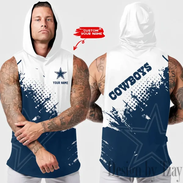 Dallas Cowboys Men's Workout Hooded Tank Top Summer Fitness Training Hoodie Sleeveless style 2025 AZHTT468