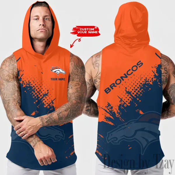 Denver Broncos Men's Workout Hooded Tank Top Summer Fitness Training Hoodie Sleeveless style 2025 AZHTT469