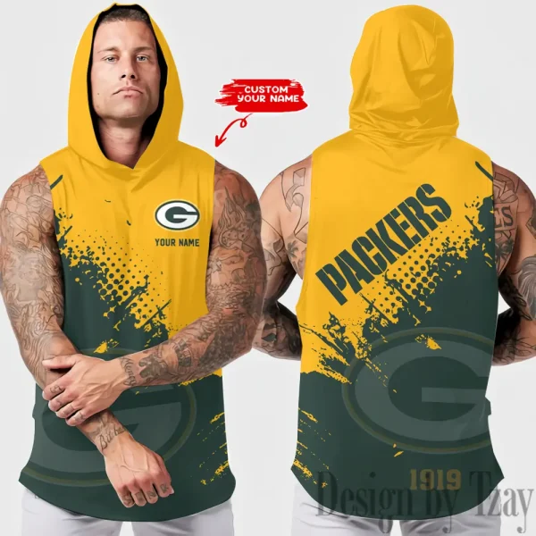 Green Bay Packers Men's Workout Hooded Tank Top Summer Fitness Training Hoodie Sleeveless style 2025 AZHTT471