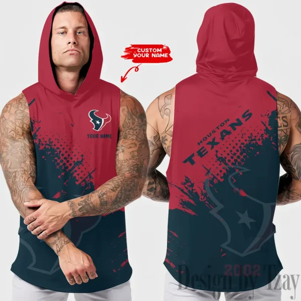 Houston Texans Men's Workout Hooded Tank Top Summer Fitness Training Hoodie Sleeveless style 2025 AZHTT472