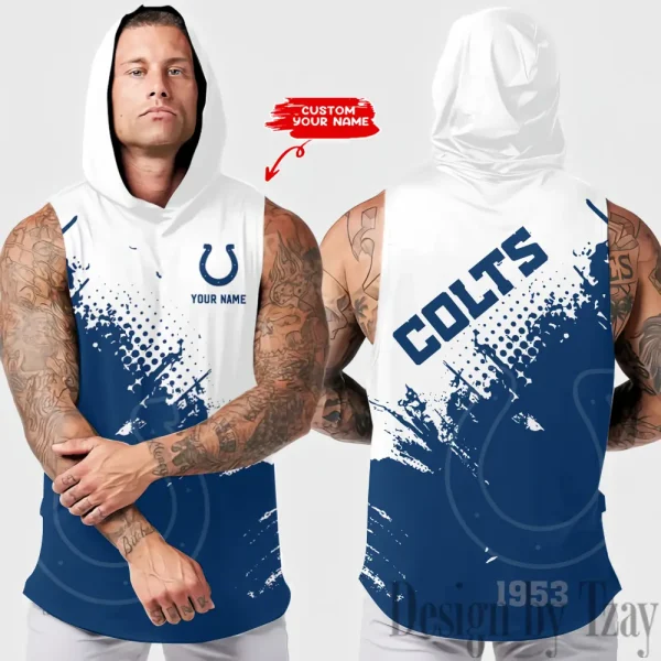 Indianapolis Colts Men's Workout Hooded Tank Top Summer Fitness Training Hoodie Sleeveless style 2025 AZHTT473