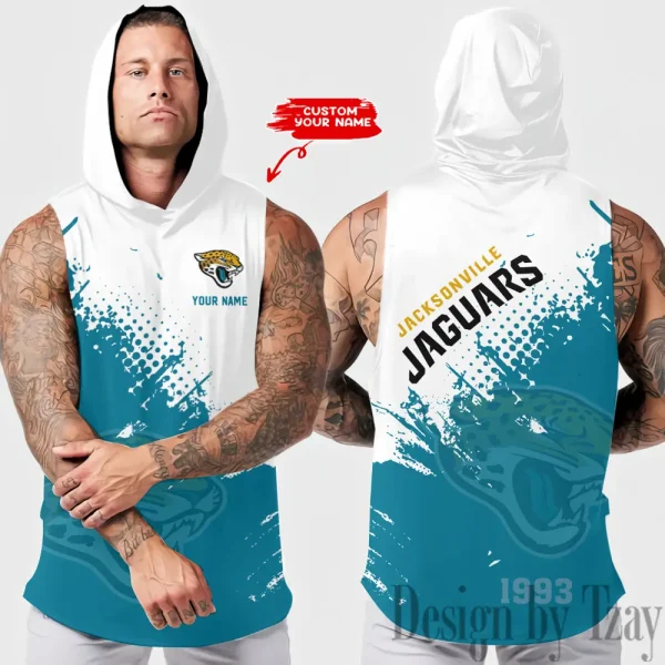 Jacksonville Jaguars Men's Workout Hooded Tank Top Summer Fitness Training Hoodie Sleeveless style 2025 AZHTT474