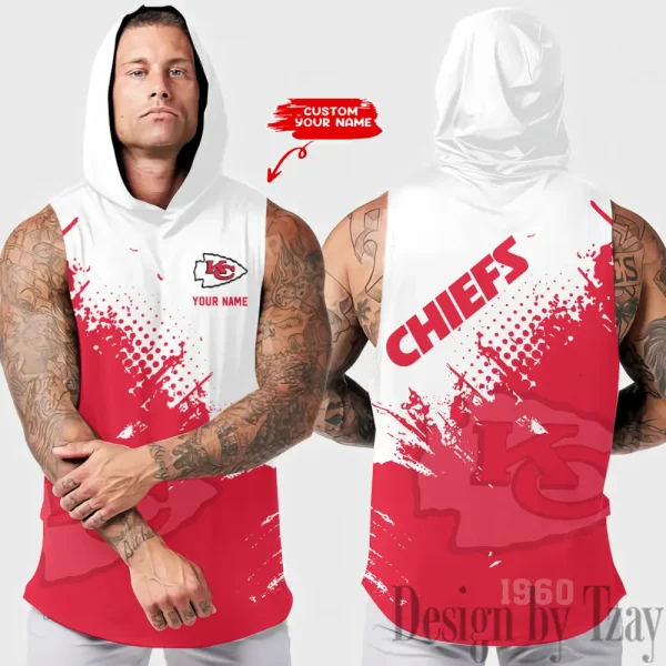 Kansas City Chiefs Men's Workout Hooded Tank Top Summer Fitness Training Hoodie Sleeveless style 2025 AZHTT475