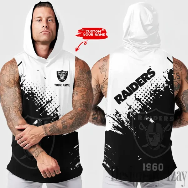 Las Vegas Raiders Men's Workout Hooded Tank Top Summer Fitness Training Hoodie Sleeveless style 2025 AZHTT476