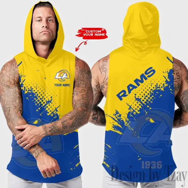 Los Angeles Rams Men's Workout Hooded Tank Top Summer Fitness Training Hoodie Sleeveless style 2025 AZHTT478