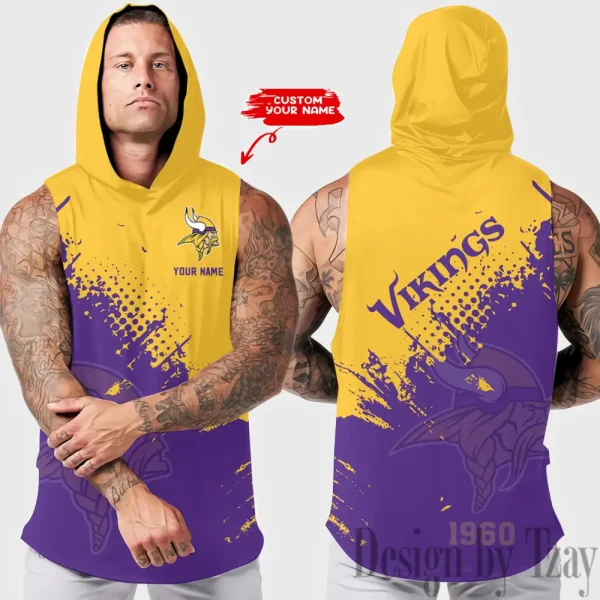 Minnesota Vikings Men's Workout Hooded Tank Top Summer Fitness Training Hoodie Sleeveless style 2025 AZHTT480