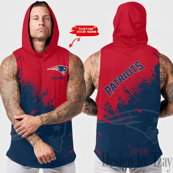 New England Patriots Men's Workout Hooded Tank Top Summer Fitness Training Hoodie Sleeveless style 2025 AZHTT481