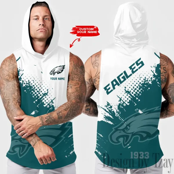 Philadelphia Eagles Men's Workout Hooded Tank Top Summer Fitness Training Hoodie Sleeveless style 2025 AZHTT485