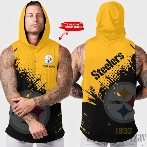 Pittsburgh Steelers Men's Workout Hooded Tank Top Summer Fitness Training Hoodie Sleeveless style 2025 AZHTT486