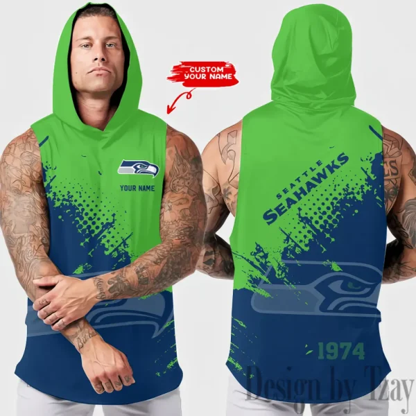 Seattle Seahawks Men's Workout Hooded Tank Top Summer Fitness Training Hoodie Sleeveless style 2025 AZHTT488