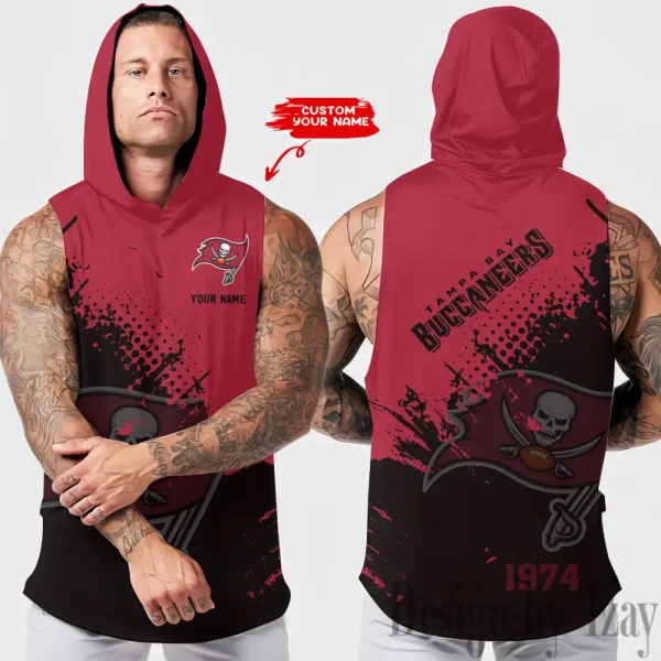 Tampa Bay Buccaneers Men's Workout Hooded Tank Top Summer Fitness Training Hoodie Sleeveless style 2025 AZHTT489